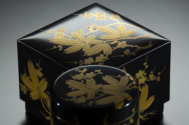 香道具 超絶技巧の時代漆芸 明治時代 本金蒔絵琵琶形香合